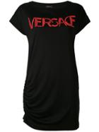 Versace - Logo Printed T-shirt Dress - Women - Silk/viscose - 42, Black, Silk/viscose