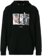 Throw Back Patch Long-sleeve Hoodie - Black