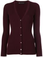 Versace - Stud Medusa Cardigan - Women - Polyester/wool - 42, Pink/purple, Polyester/wool