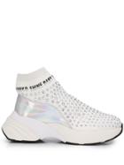 Pinko Crystal Embellished Sock Sneakers - White