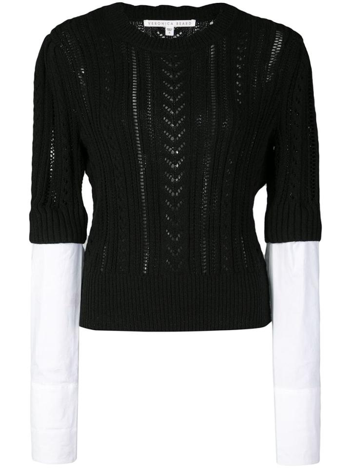 Veronica Beard Shirt Cuff Knitted Top - Black