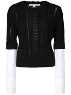 Veronica Beard Shirt Cuff Knitted Top - Black