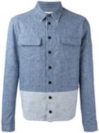 Msgm Bicolour Denim Shirt, Size: 48, Blue, Cotton/linen/flax