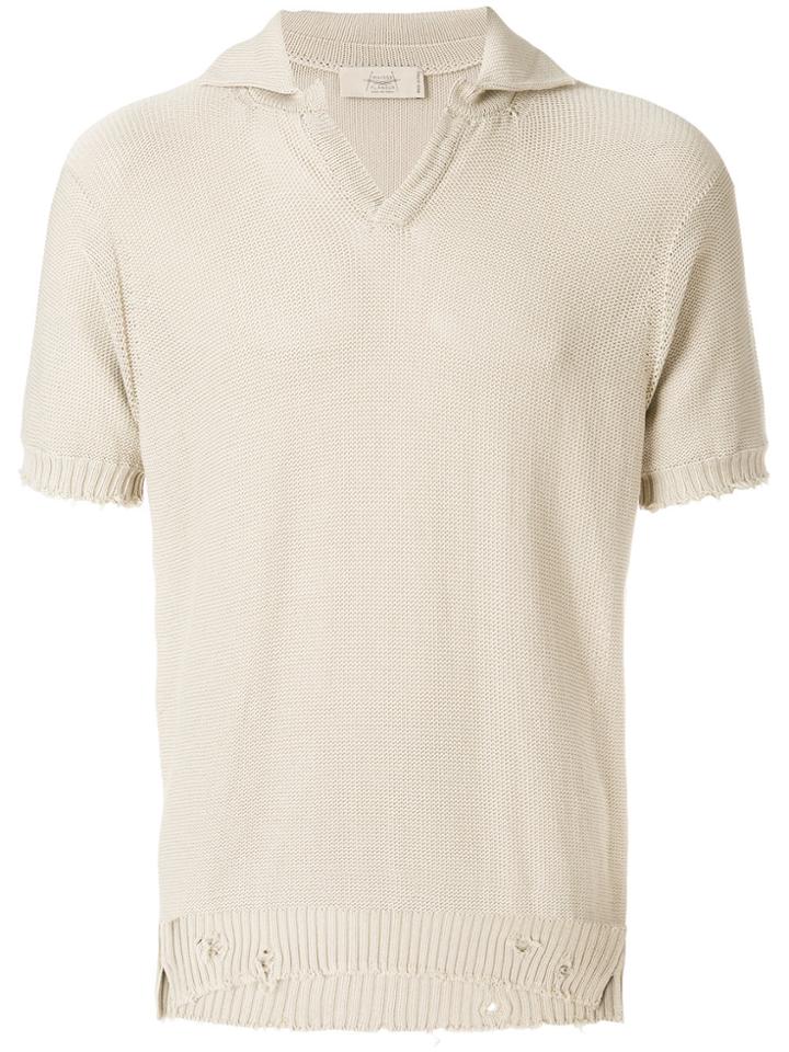Maison Flaneur Holey Knit Polo Shirt - Nude & Neutrals