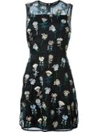 Markus Lupfer Embroidered Flower Dress, Women's, Size: Medium, Black, Silk Organza/viscose/resin/polyester