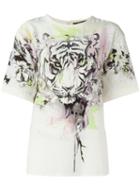 Roberto Cavalli Tiger Print T-shirt, Women's, Size: 42, Nude/neutrals, Silk