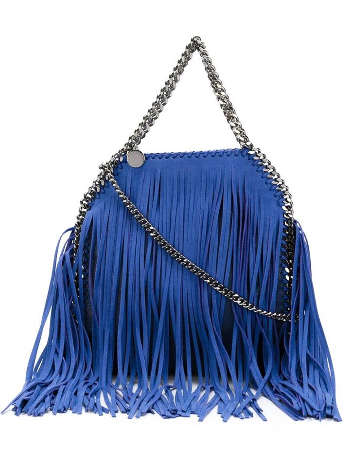 Stella Mccartney Mini 'falabella' Fringed Tote, Women's, Blue