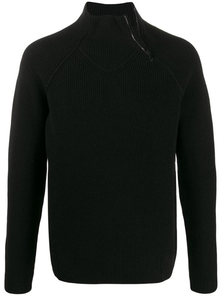 Transit Zipped Neck Sweater - Black