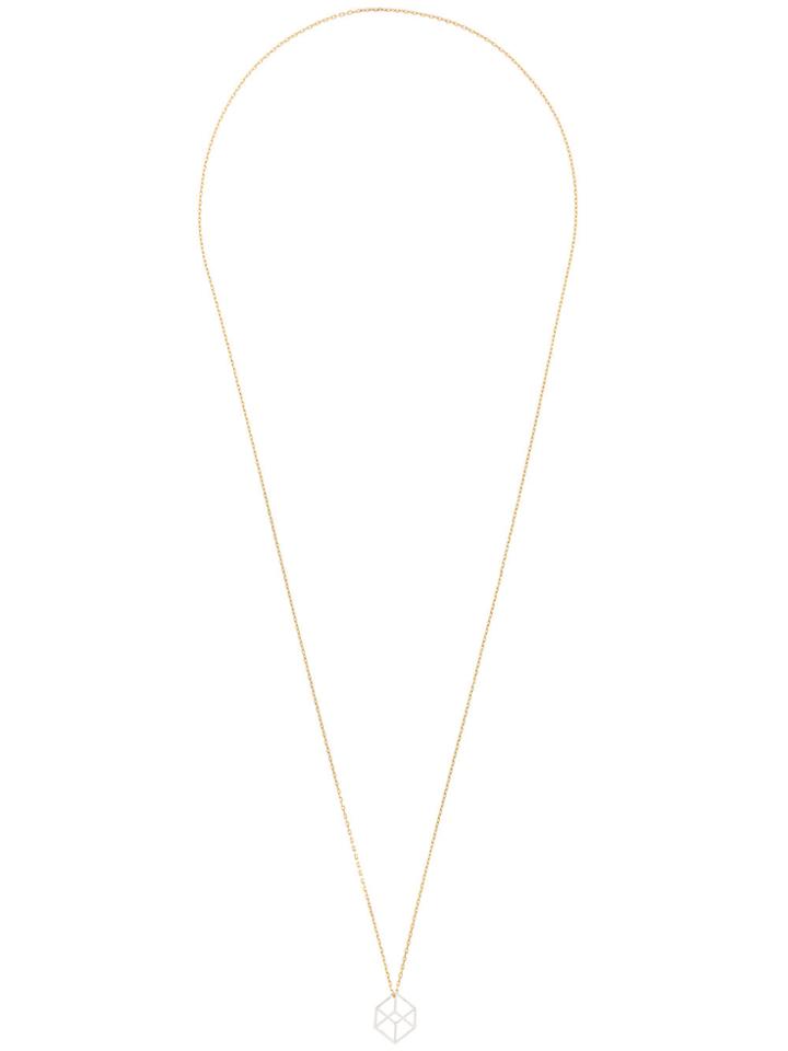 Noor Fares Hollow Cube Pendant Necklace - Metallic