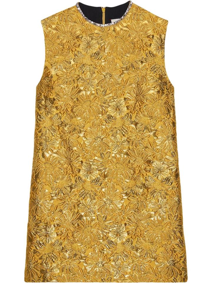 Gucci Top A Tunica In Broccato Floreale - Yellow & Orange