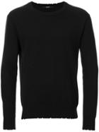 Hl Heddie Lovu Distressed Jumper, Men's, Size: Large, Black, Cotton/rayon/wool/nylon