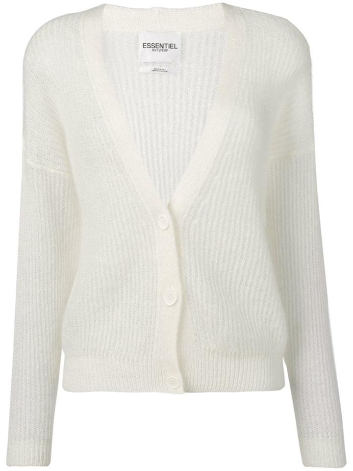 Essentiel Antwerp Ribbed Knit Cardigan - White