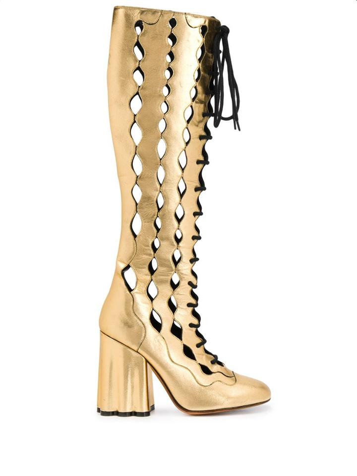 Marni Lace-up Knee-length Boots - Gold
