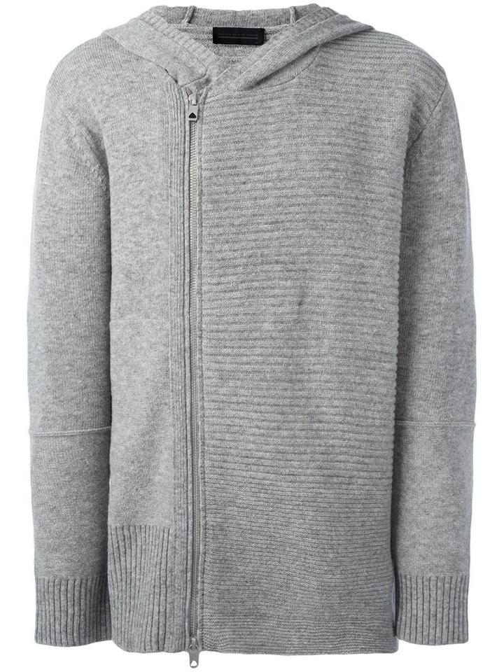 Diesel Black Gold Striped Zipped Hoodie, Men's, Size: Xl, Grey, Polyamide/wool