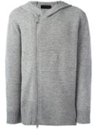 Diesel Black Gold Striped Zipped Hoodie, Men's, Size: Xl, Grey, Polyamide/wool