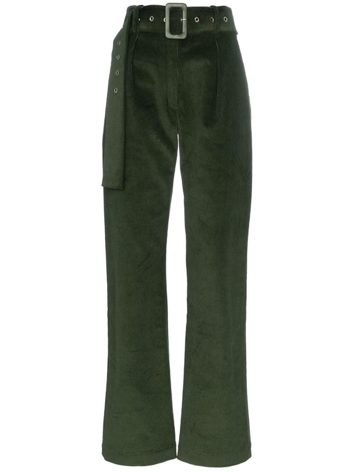 Matériel Belted Corduroy Flared Trousers - Green