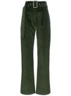 Matériel Belted Corduroy Flared Trousers - Green