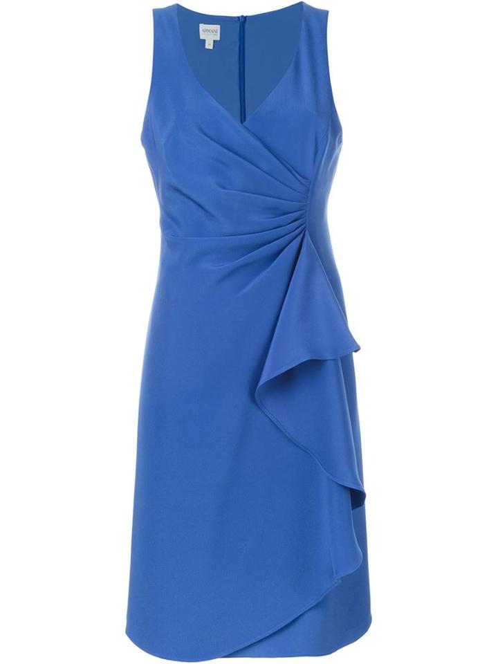 Armani Collezioni Sleeveless Draped Dress, Women's, Size: 46, Blue, Acetate/silk/polyester