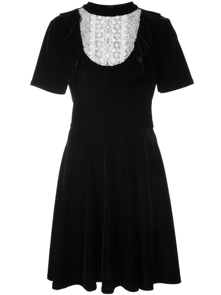 Sachin & Babi Krissa Ruffle Trim Velvet Dress - Black