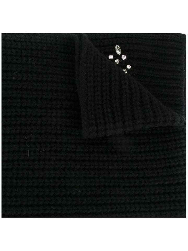 Blugirl Embellished Tip Scarf, Women's, Black, Cashmere/wool