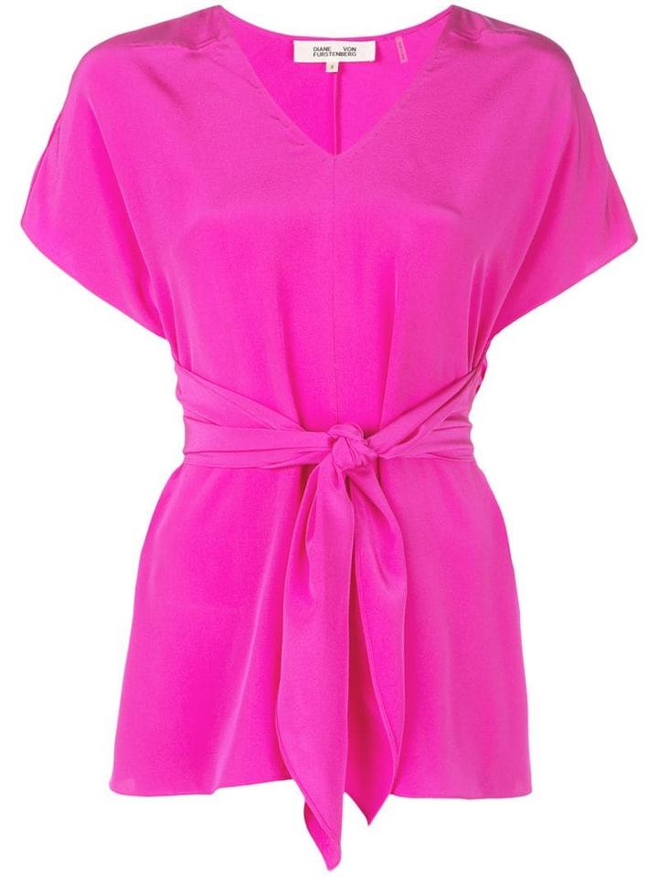 Diane Von Furstenberg Lizzie Silk Waist Tie Top - Pink