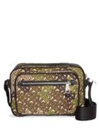 Burberry Monogram Print And Leather Crossbody Bag - Green