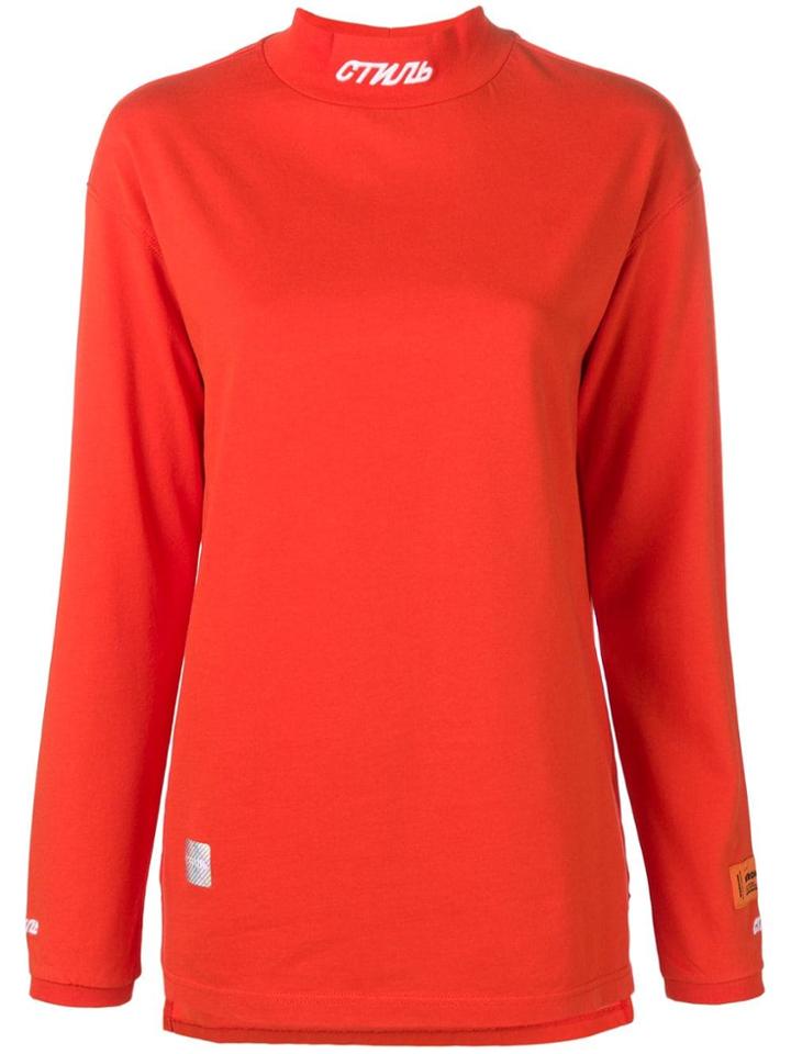 Heron Preston Style Mock Neck T-shirt - Orange