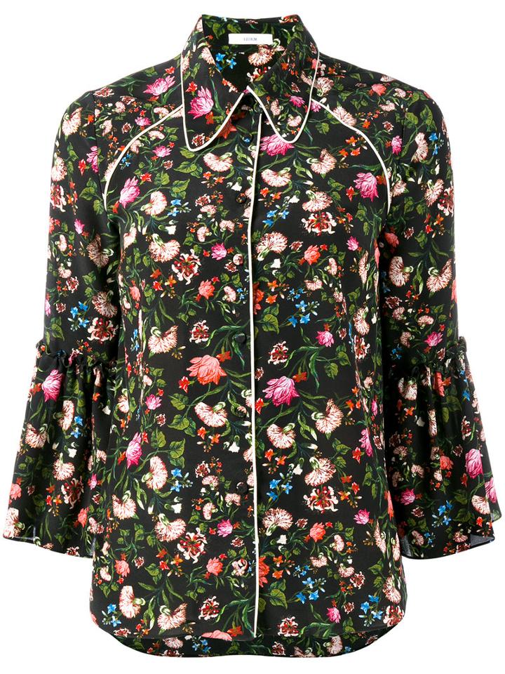 Erdem - Floral Printed Aran Shirt - Women - Silk - 10, Black, Silk