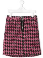Natasha Zinko Kids Teen Knitted Houndstooth Skirt - Pink