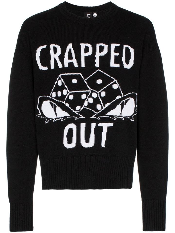 Liam Hodges Crapped Out Intarsia Knitted Cotton Jumper - Black