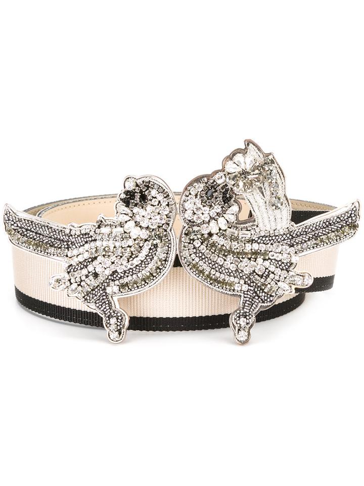 No21 Crystal Embellished Belt, Women's, Size: 75, White, Leather/metal/glass