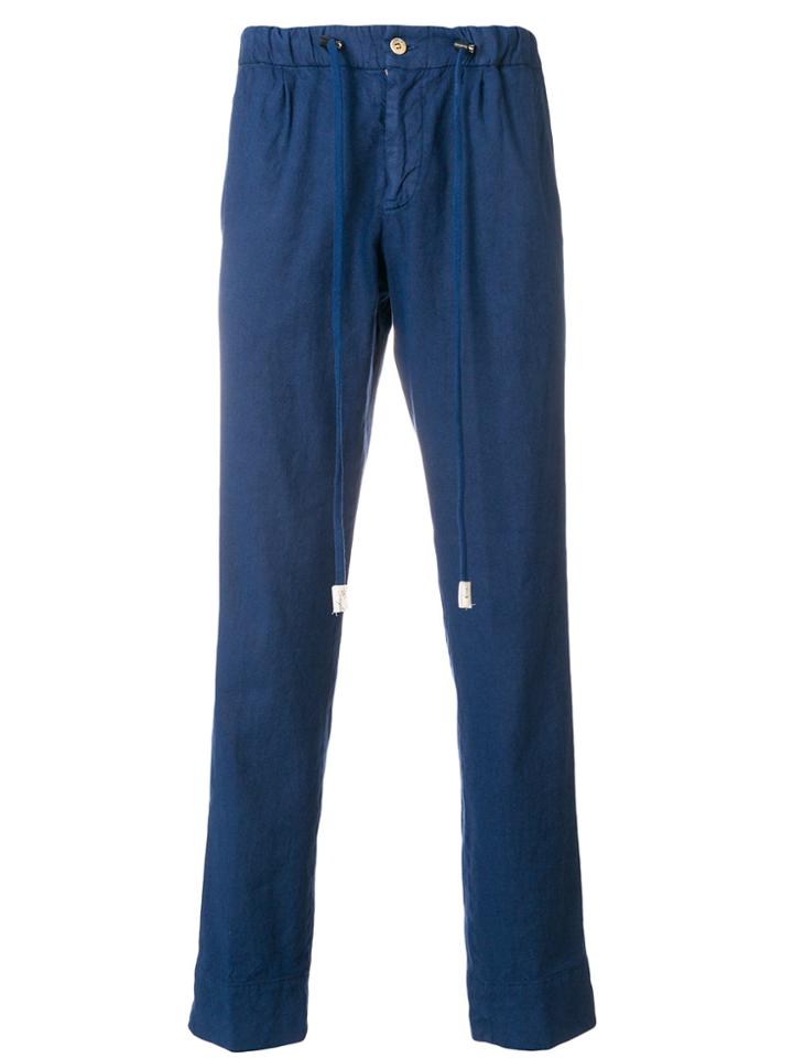 Entre Amis Drawstring Straight Leg Trousers - Blue