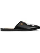 Gucci Leather Slippers With Ny Yankees&trade; Patch - Black