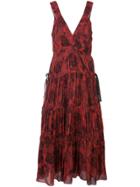 Proenza Schouler Pleated Neck Empire Dress - Red
