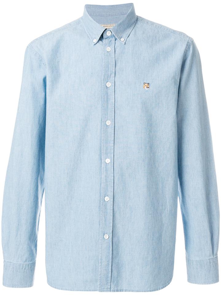 Maison Kitsuné Fox Head Button Shirt - Blue