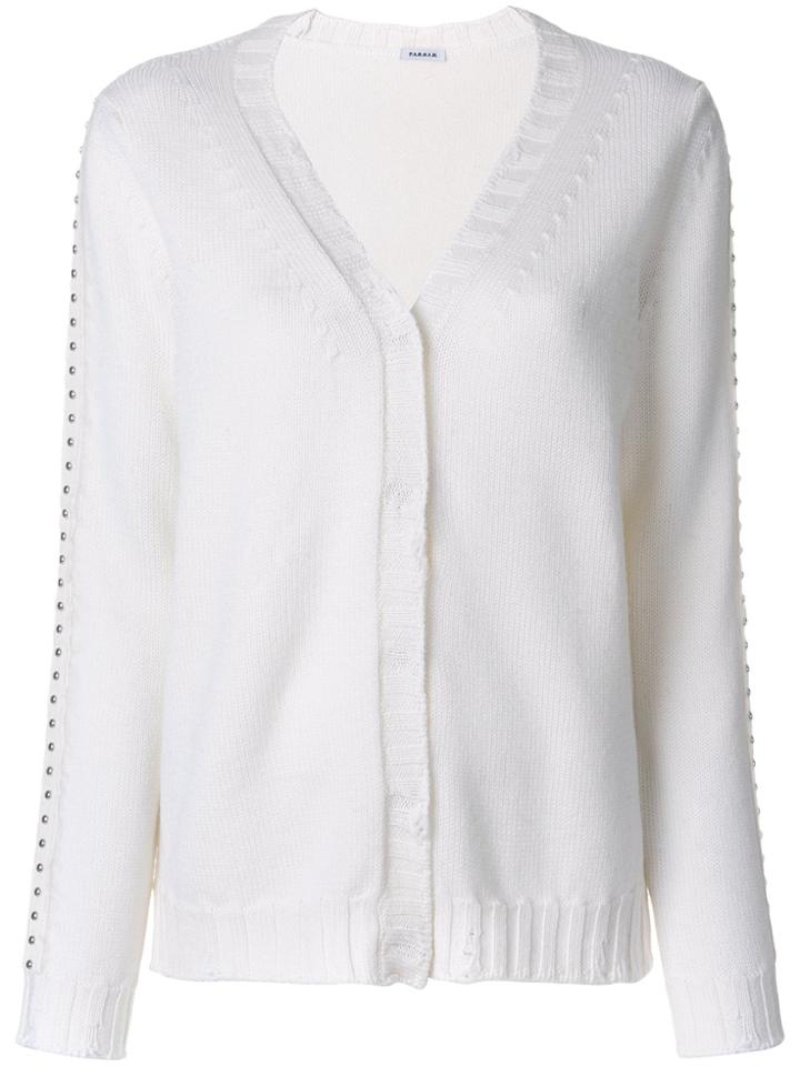 P.a.r.o.s.h. Studded Trim Cardigan - White