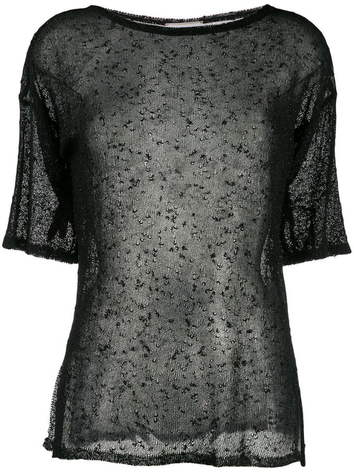 Snobby Sheep Knitted Sheer Top - Black