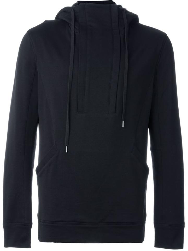 Helmut Lang Zip Detail Hoodie, Men's, Size: L, Black, Cotton/viscose