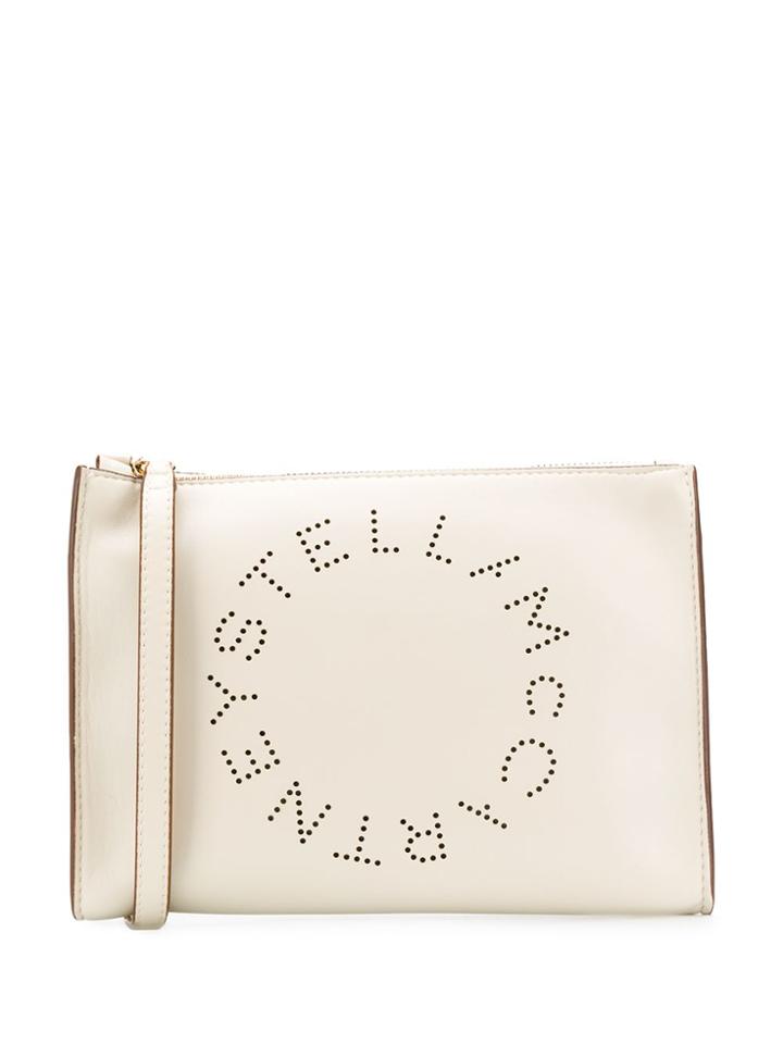 Stella Mccartney Stella Perforated-logo Clutch - White