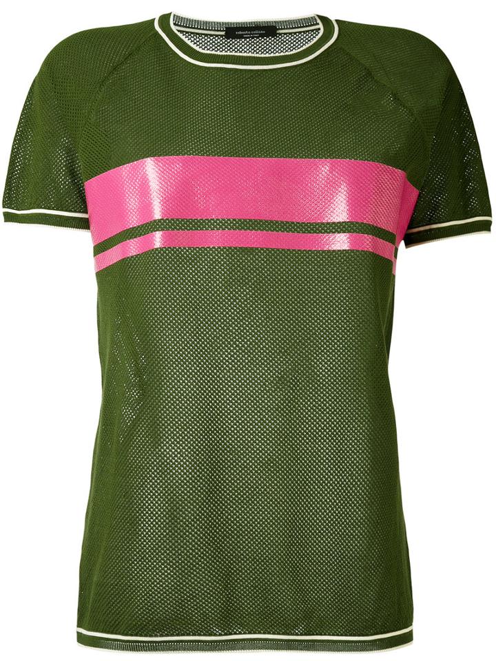 Roberto Collina - Contrast Panel T-shirt - Women - Cotton - M, Green, Cotton