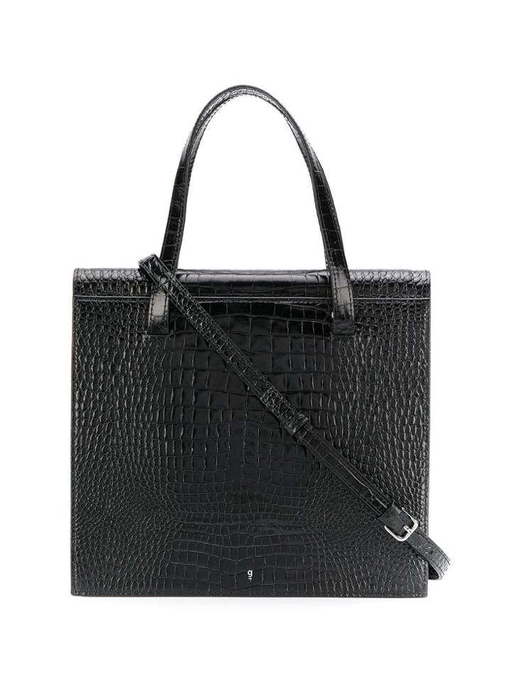 Gu De Crocodile Effect Tote Bag - Black