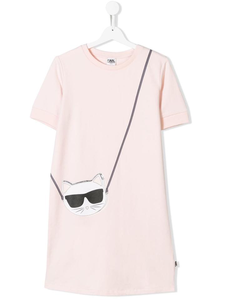 Karl Lagerfeld Kids Choupette Print Dress - Pink