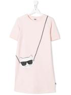 Karl Lagerfeld Kids Choupette Print Dress - Pink