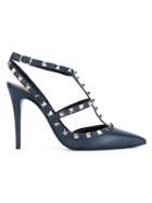 Valentino Rockstud Pumps, Women's, Size: 39, Blue, Leather/metal Other