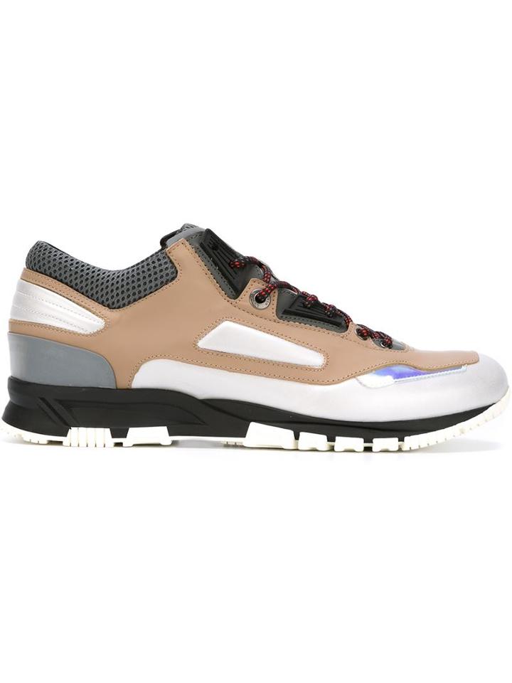 Lanvin Paneled Sneakers, Men's, Size: 8, Nude/neutrals, Bos Taurus/polyester/calf Leather/rubber