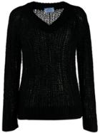 Prada Chunky Knit V-neck Sweater - Black