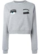 Chiara Ferragni Embellished Eyes Sweatshirt, Women's, Size: Medium, Grey, Cotton/polyester/spandex/elastane