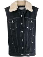 Chloé Shearling Collar Denim Gilet - Blue