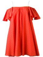 Anna October Off The Shoulder Embroidered Dress, Women's, Size: Small, Red, Silk/cotton