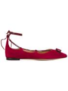Salvatore Ferragamo Claire Ballerinas, Women's, Size: 9.5, Red, Calf Suede/leather